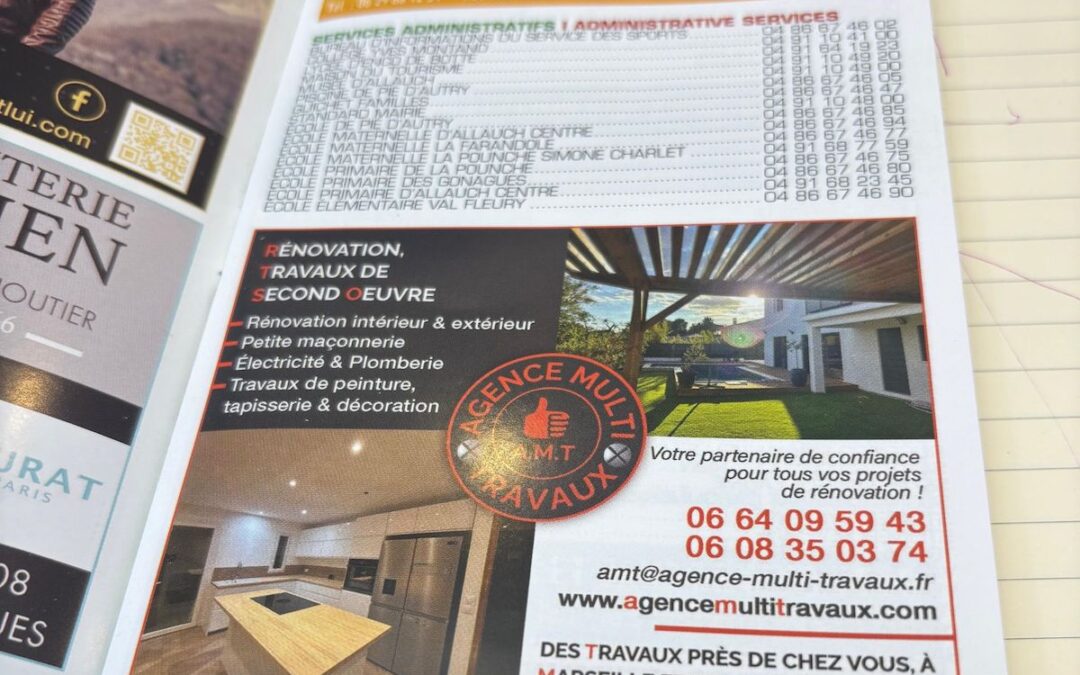 Publicité de l’Agence Multi Travaux dans un fascicule local distribué à Allauch et Plan-de-Cuques