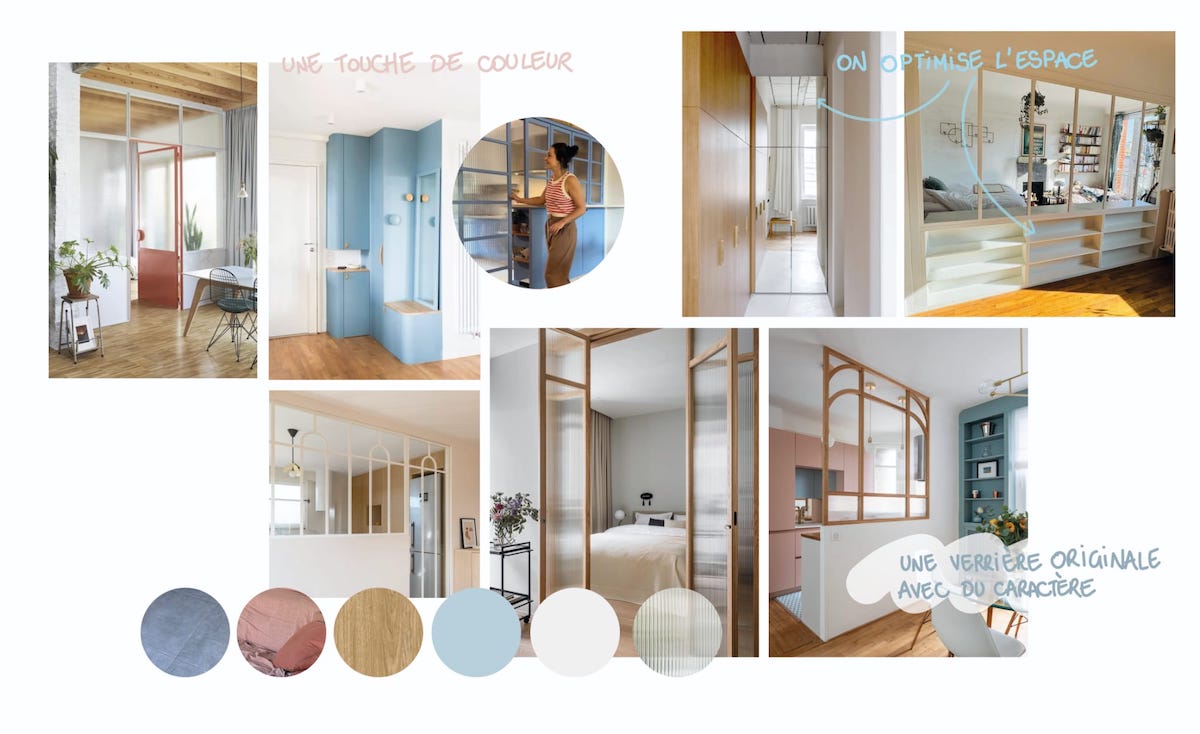 Planche d’inspiration pour l’aménagement intérieur et l’optimisation des espaces dans une rénovation à Marseille